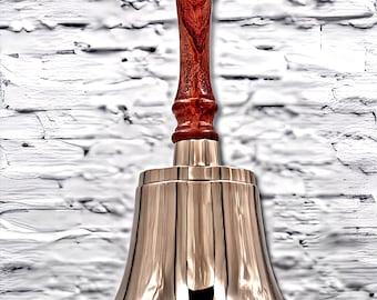 Campanello personalizzato in ottone vintage con manico in legno: decorazione antica