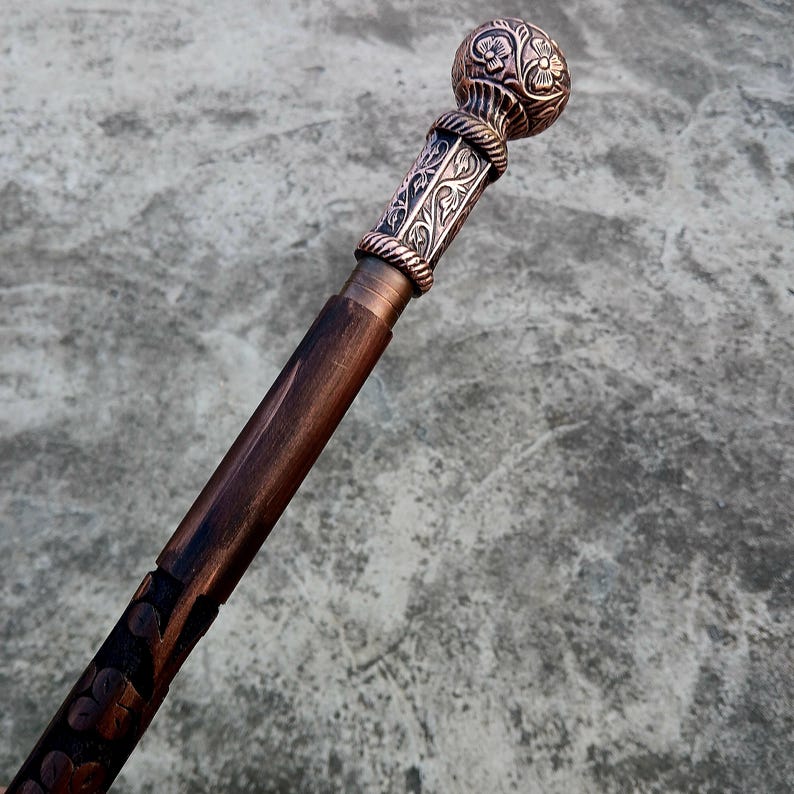 Personalized Handcrafted Wooden Walking Stick, Brass Inlay, Foldable ...