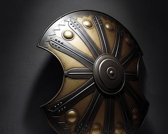 Handcrafted Medieval Shield Wall Art - Gothic Knight Decor, 24 Inch