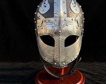 Steel Viking Helmet Replica | Norse Warrior Medieval Decor (Standard Adult Size)