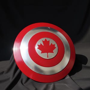 Personalized Captain Canada Shield Replica: Handcrafted Steel & Leather Cosplay Prop image 3