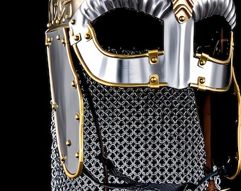 Personalized Hand-Forged Viking Helmet with Chainmail: 18 Gauge Steel Norse Armor