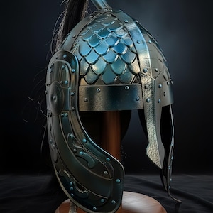 Personalized Handmade Medieval Scale Armor Helmet: Viking LARP Cosplay Headpiece
