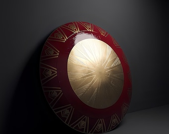 Red and Gold Medieval Shield, Warrior Inspired Steel Wall Art