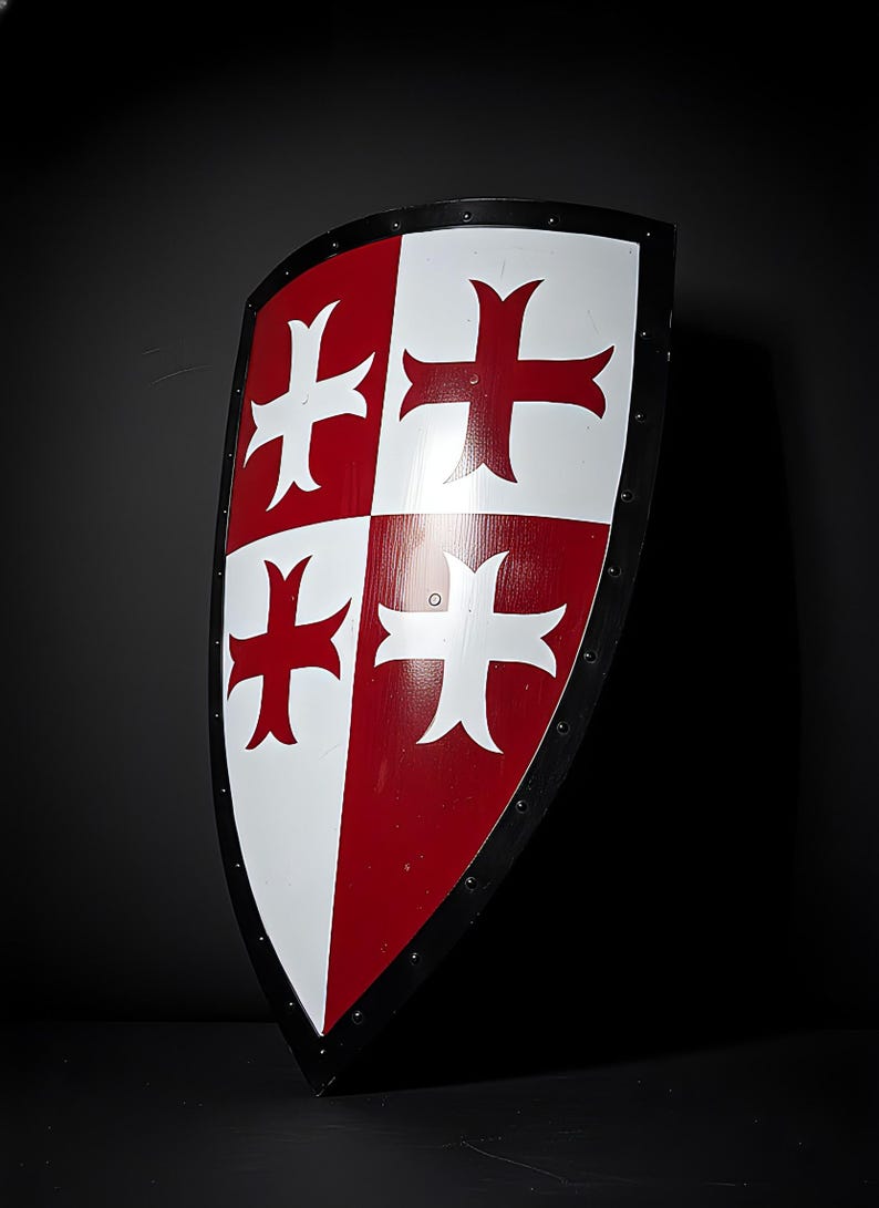 Personalized Medieval Crusader Shield: Templar Knight Armor Replica, Steel Wall Decor image 3