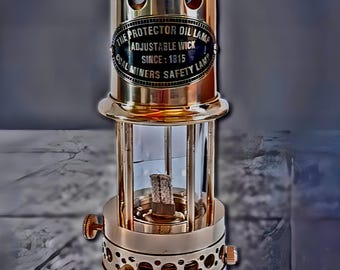 Personalized Vintage Style Brass Miner's Safety Lamp: Nautical Industrial Decor