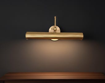 Personalized Antique Brass Picture Light: Mid-Century Modern Wall Sconce