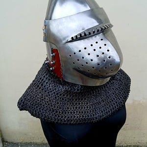 Medieval Pig Face Bascinet Helmet With Chainmail Knight Armor Helmet LARP SCA Combat Ready Helmet Handmade Steel Helmet Gift