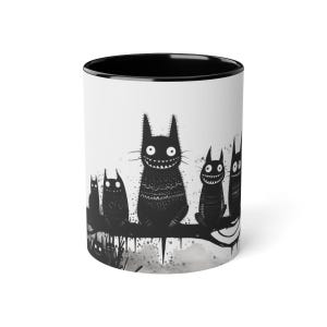 Scarelings Mug – Black and White Creature Art | 11 oz Weird Ceramic Mug |  Strange Cute Gift, Gift for Monster and Weird Creatures Lovers