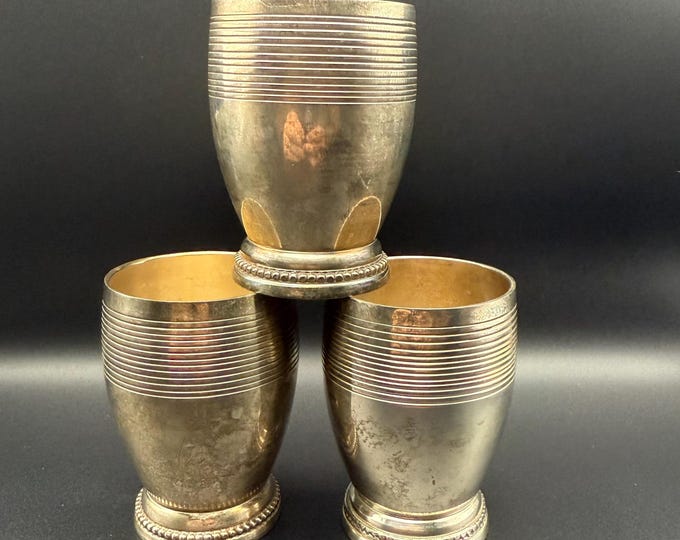 Set of 3 Banana Republic Silver Decorative Goblets | Beaded Base | India