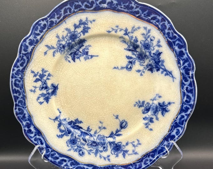 Antique Touraine Stanley Pottery Blue Transferware Plate 9” England Reg 325993