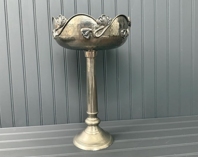 Lady Primrose Silverplate Dusting Silk Compote – Art Nouveau Pedestal Bowl