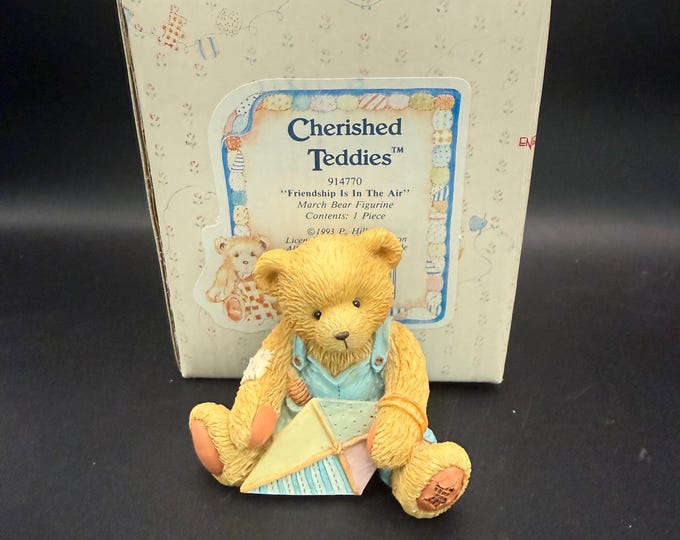 Cherished Teddies March Bear Figurine | Enesco 1993 with Box