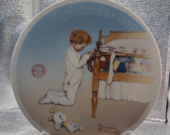 Norman Rockwell Christmas Plate 1990 – “The Prayer” Limited Edition by Edwin M. Knowles
