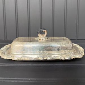 Vintage F.B. Rogers Butter Dish with Lid & Glass Insert | Ornate Silverplate