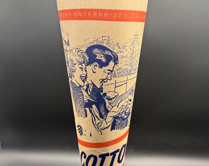 Vintage Cotton Bowl Cheer Cone – Dallas TX Football Stadium Souvenir – Rare 1950s/60s Sports Collectible