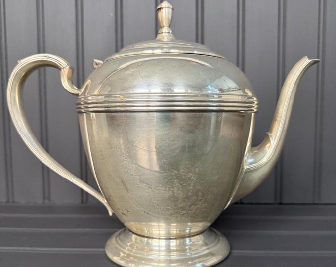 Vintage WM Rogers Windsor Teapot 3702 | Silver Plated Coffee or Tea Pot | Art Deco Style Serveware