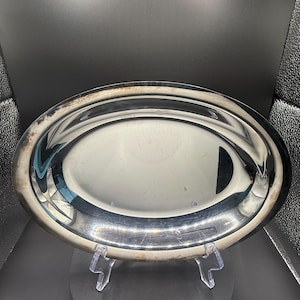 Vintage Silverplate Handled Tray | 10.5” Oval Serving Platter | Unmarked Silver Tray with Handles