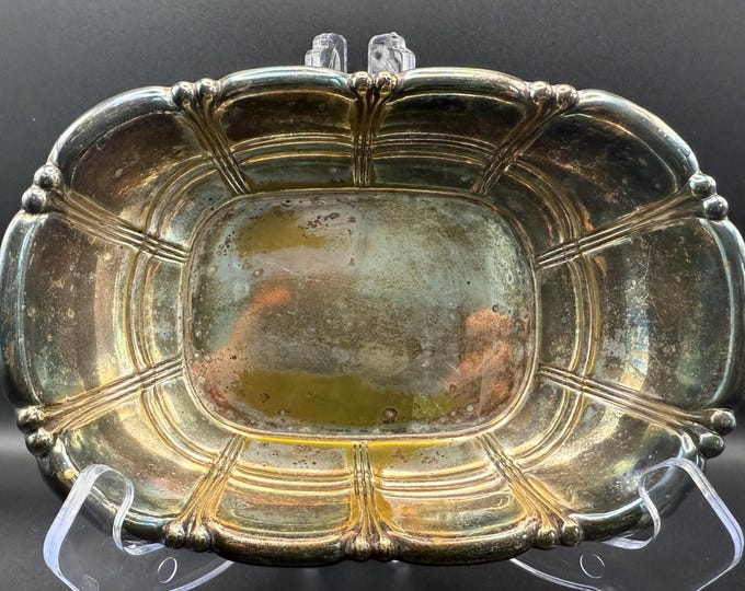 Vintage Wallace Silverplate Bowl – Pattern 600 | Decorative Silver Catchall or Serving Dish | Mid-Century Silver Plated Bowl with Patina