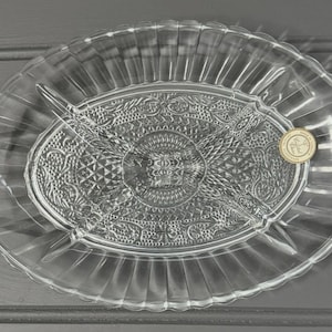 Crystal Clear Divided Relish Tray – Made in Türkiye Pressed Glass Server