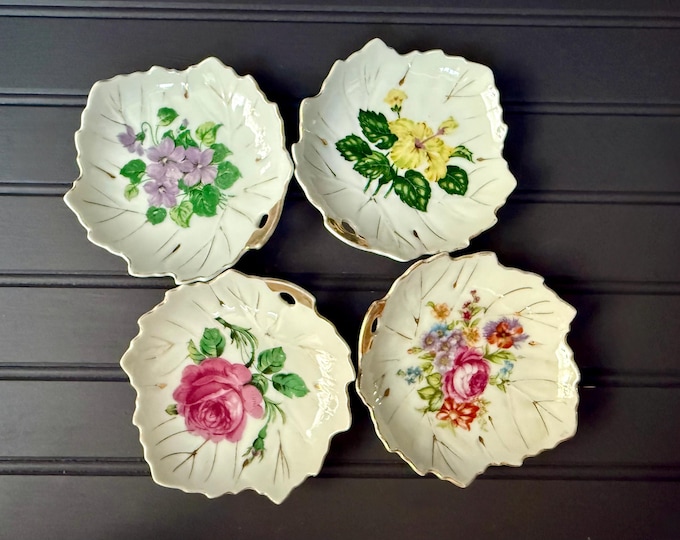 Vintage NASCO Japan Floral Leaf Plates – Set of 4