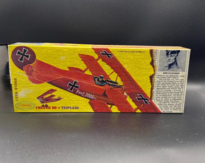 Vintage Aurora Fokker DR-1 Triplane Model Kit – 1964 – Factory Sealed – Rare Red Baron Collectible