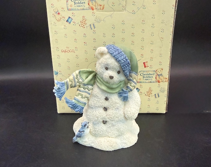 Cherished Teddies Snow Bear Figurine | 1997 Enesco Christmas Collectible