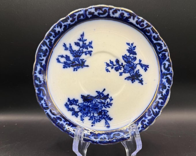 Antique Flow Blue Ironstone Saucer | Stanley Pottery Touraine, England