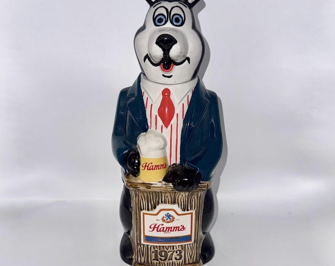 1973 Hamm’s Beer Bear Decanter • Ceramarte Brazil • 11 Inch • With Head Stopper