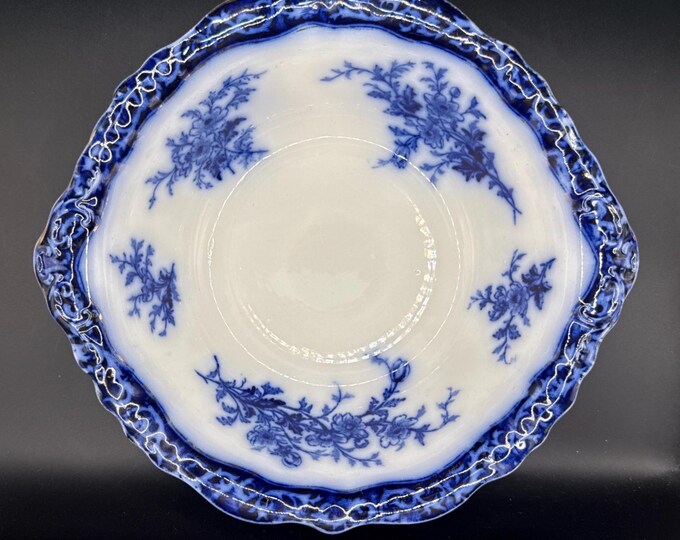 Antique Flow Blue Touraine Bowl Stanley Pottery England 9.75” Scalloped Edge