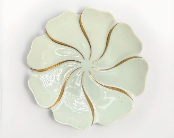 Ardalt Japan Porcelain Ring Dish – Mid Century Gold Trim Vanity Decor