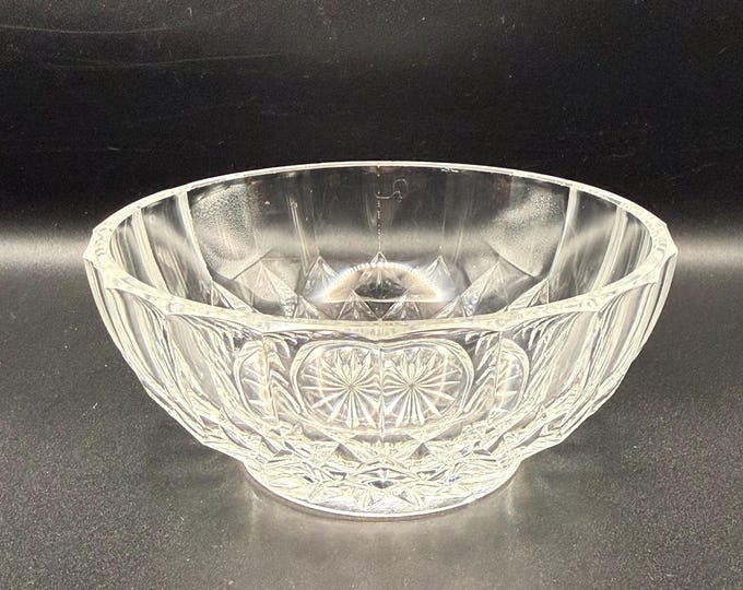 Val Saint Lambert Cut Crystal Bowl Signed Belgian Crystal Trinket Nut Dish Starburst Base Vintage