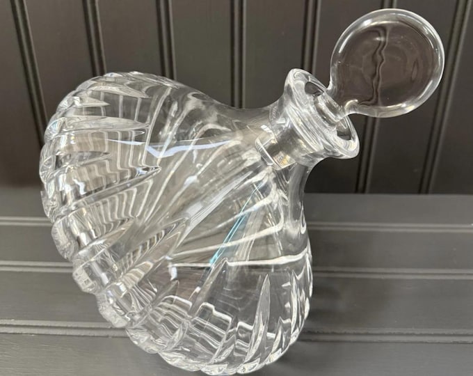 Vintage Crystal Glass Decanter with Stopper | 9” x 7” Elegant Barware