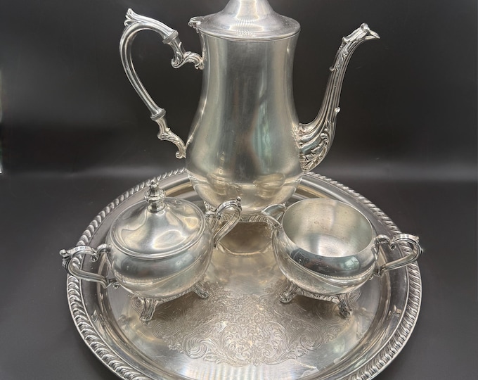 Vintage International Silver Co. Tea Set | Baroque Silverplate, 4-Piece
