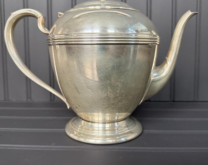Vintage Wm. Rogers Silver Teapot - Art Deco Style - Footed Coffee Pot - Silver Plate Hollowware