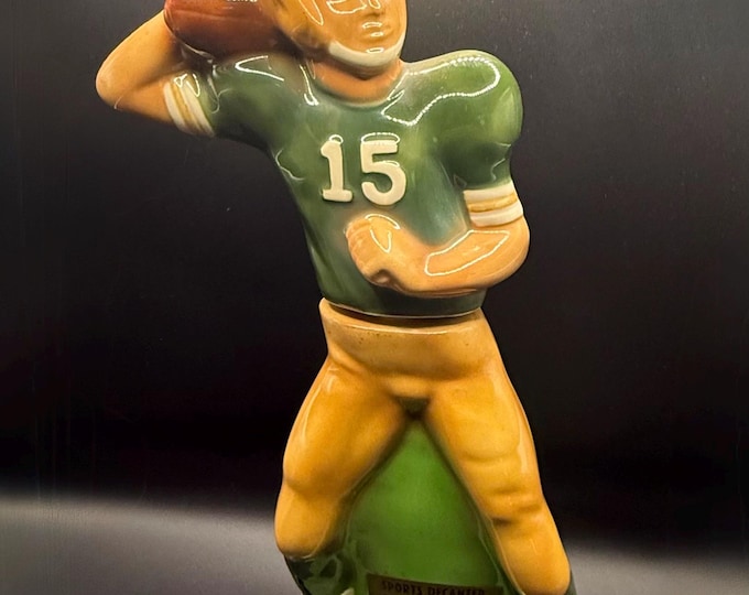 Vintage 1960s Wisconsin Sports Decanter – Green Bay Packers #15 Bart Starr Football Brandy Bottle – Mr. Boston Distiller