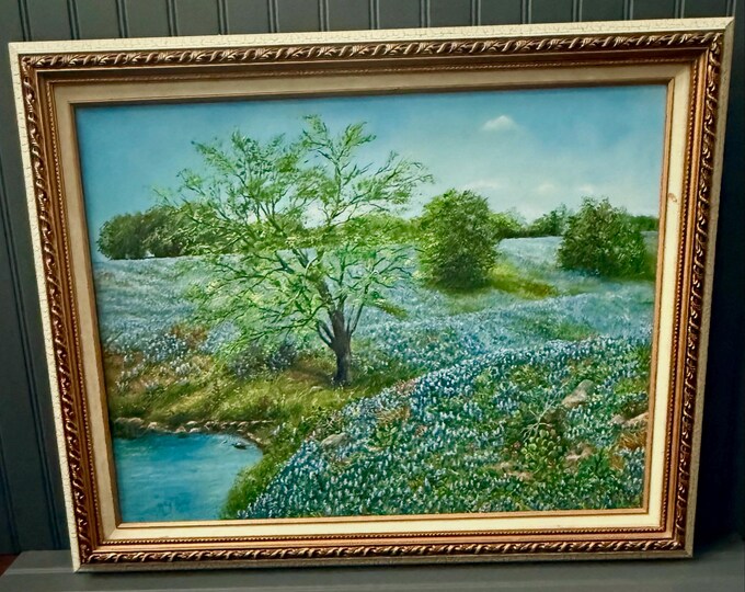 Texas Bluebonnet Landscape Painting by Anita Haile – Original Signed Art