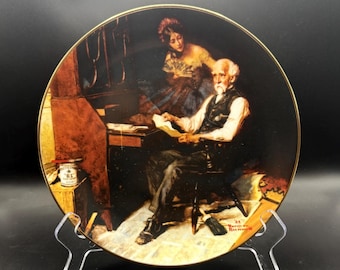 Prato colecionável vintage de 1989 da série Golden Moments, "As Cartas de Amor" de Norman Rockwell, da Knowles China.