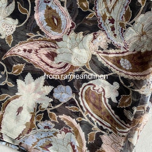 silk fabric, vintage style big flowers print, crinkle georgette silk fabric, light weight, half yard by 54" wide