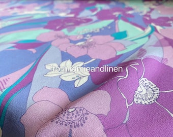 silk fabric, silk georgette floral print fabric, dress fabric, scarf fabric, half yard by 45" wide