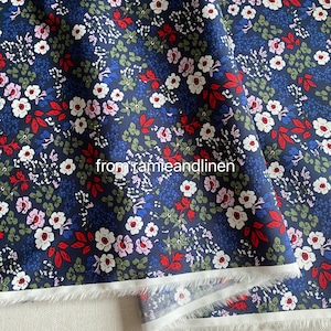 Tela de algodón japonés, tela fina de algodón con estampado floral campestre, media yarda por 58&quot; de ancho