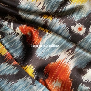 silk fabric, abstract painting silk cotton blend satin fabric, half yard by 48&quot; wide