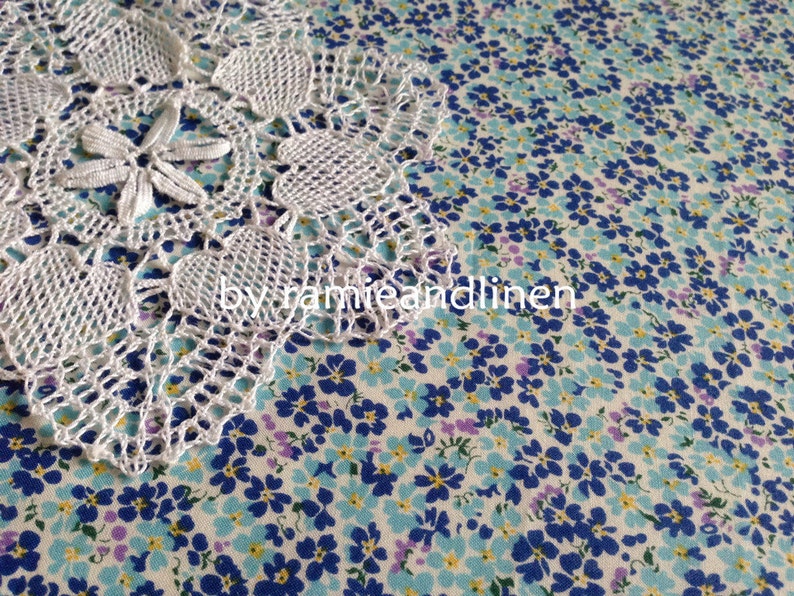 kokka Japanese mini floral print cotton fabric, blue, made in Japan, half yard by 43 wide image 8