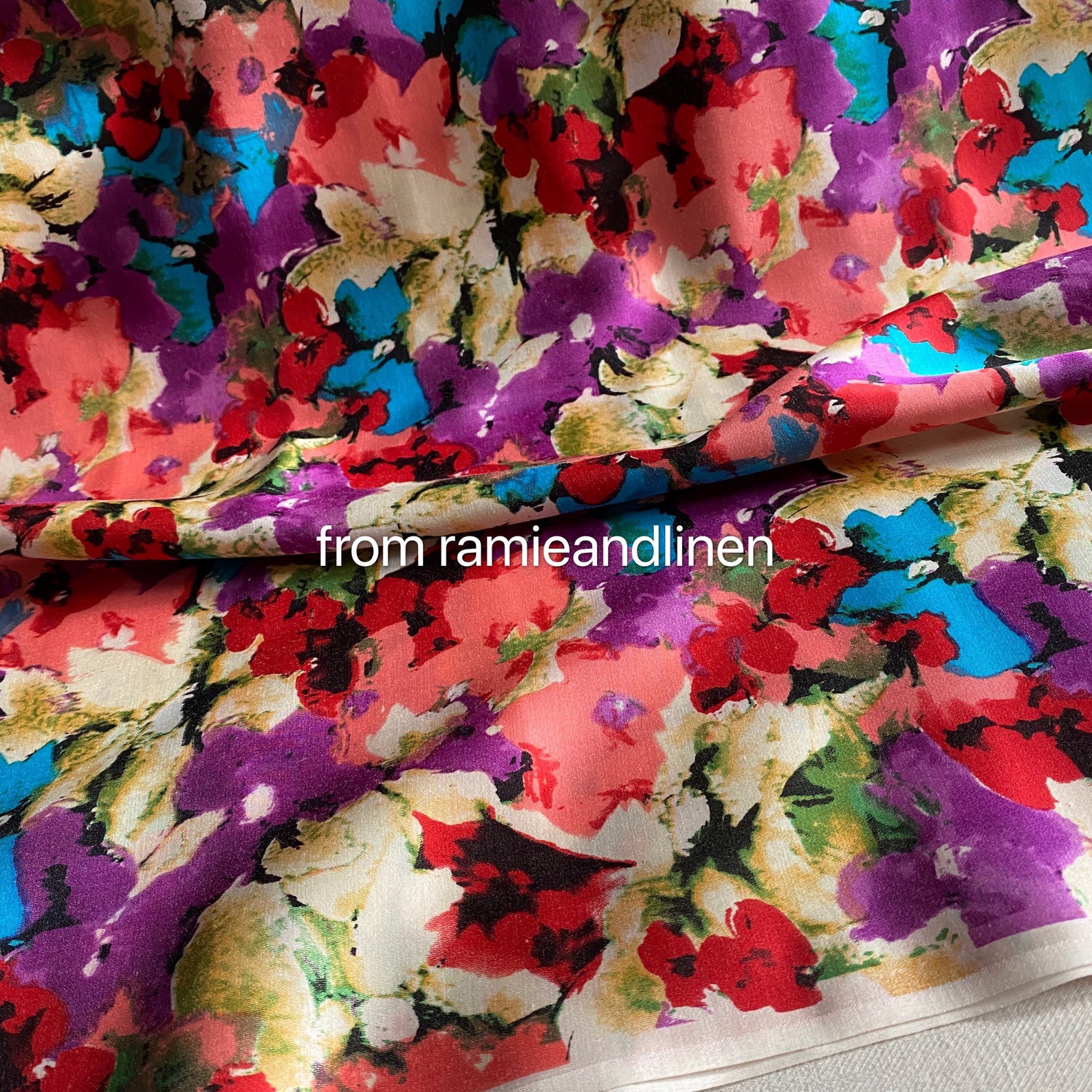 Silk Fabric Floral Print Silk Cotton Blend Silk Cotton Satin Etsy