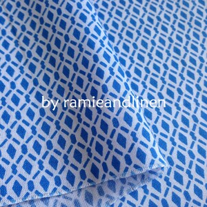 Fine Cotton Fabric, Blue Pattern Print Cotton Fabric, Half Yard by 58 ...