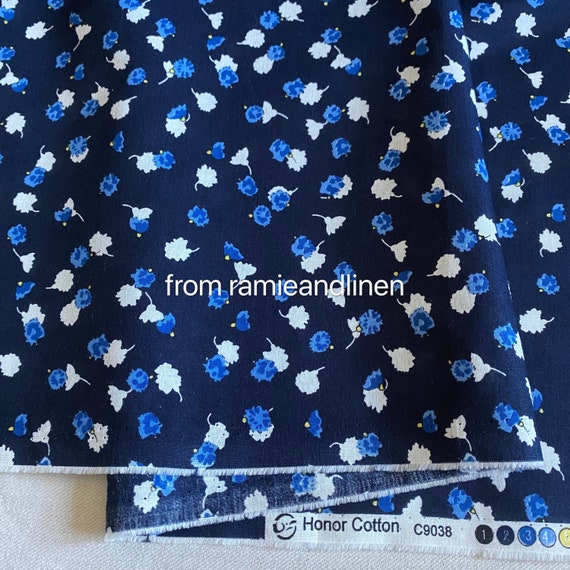 Tessuto Di Cotone Floreale Blu E Bianco, Tessuto Floreale - Foto 8