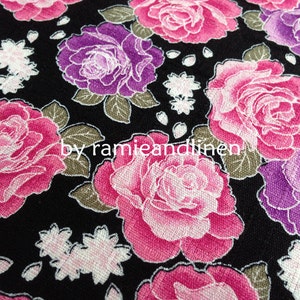 Japanese cotton fabric, floral print slub texture cotton fabric, fat quarter, 18 by 22 image 9