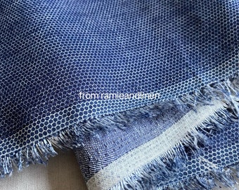 Importiert Leinenstoff, halben Hof von 59 "breite, Wabenmuster Druck Denim Farbe Leinenstoff