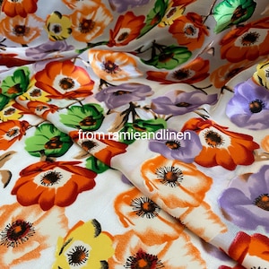silk fabric, gorgeous floral print, rayon flowers on silk base, silk burnout fabric, half yard by 44&quot; wide
