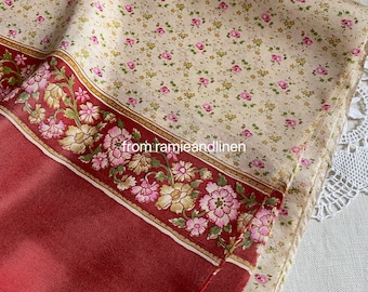 silk fabric, double borders mini floral print, silk habotai fabric, half yard by 45" wide